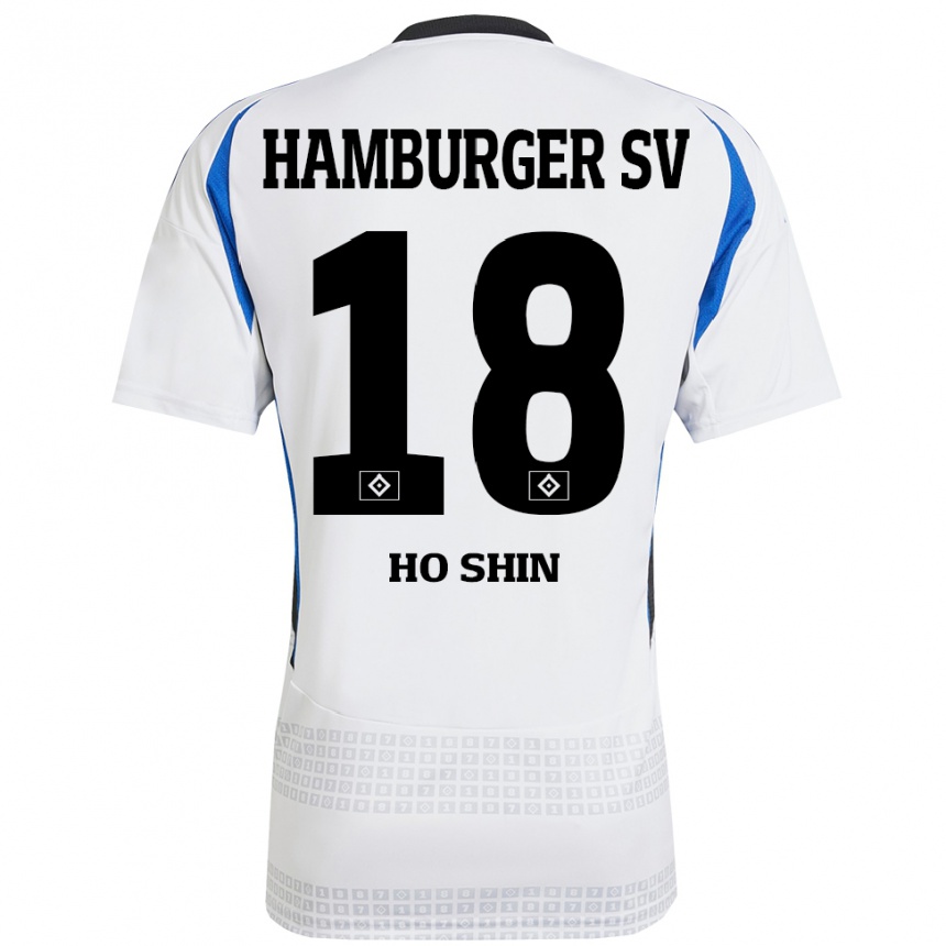 Kids Football Jae Ho Shin #18 White Blue Home Jersey 2024/25 T-Shirt Canada