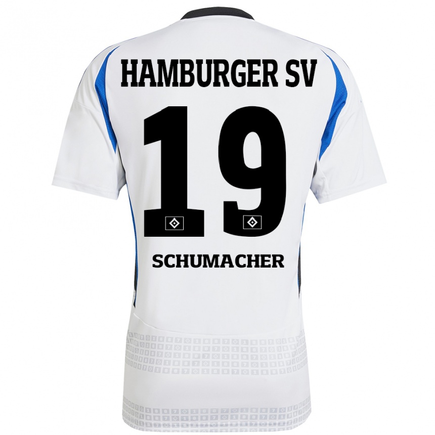 Kids Football Lukas Schumacher #19 White Blue Home Jersey 2024/25 T-Shirt Canada