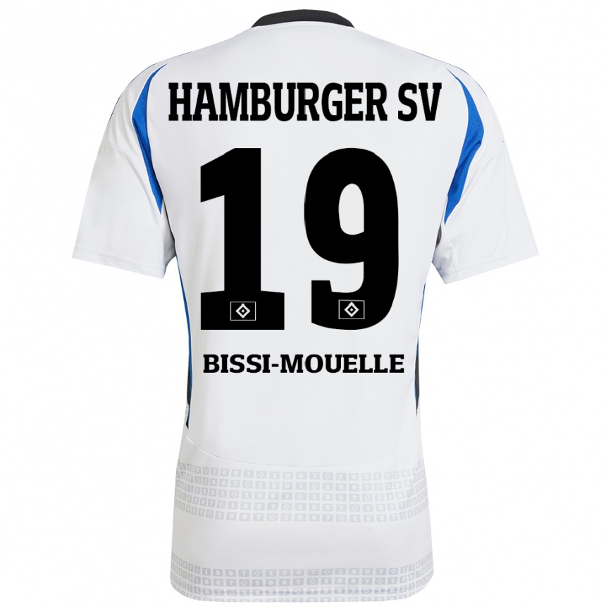 Kids Football Jason Bissi-Mouelle #19 White Blue Home Jersey 2024/25 T-Shirt Canada