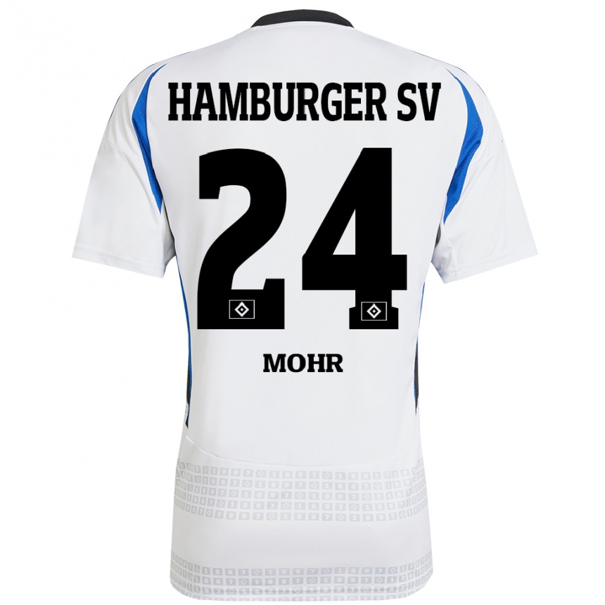 Kids Football Jannik Mohr #24 White Blue Home Jersey 2024/25 T-Shirt Canada