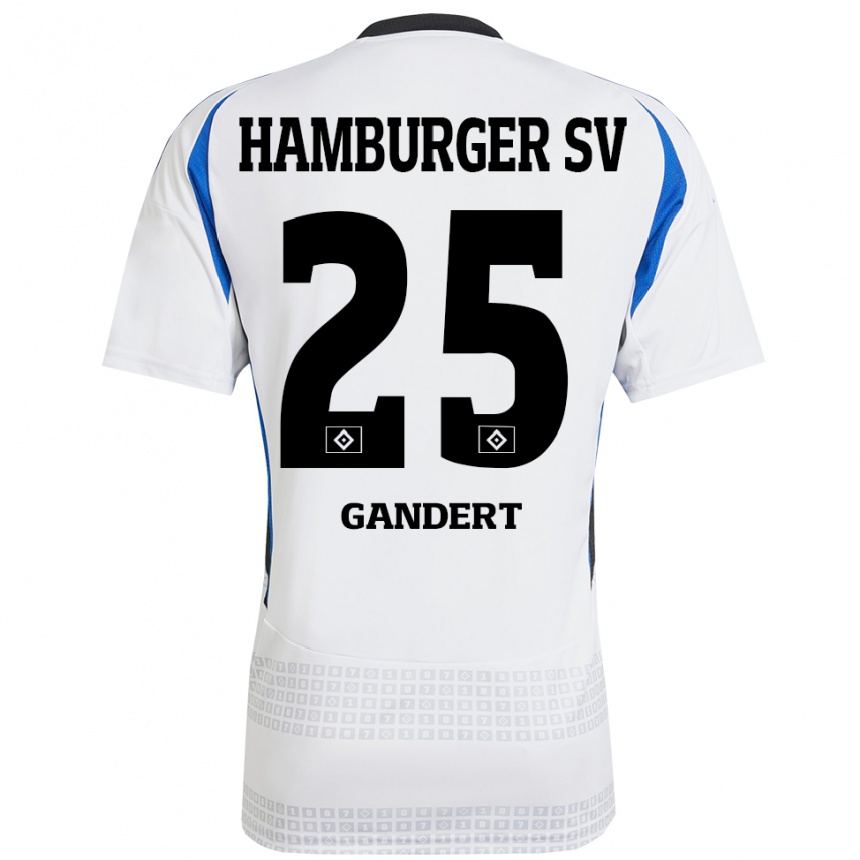 Kids Football Jeremy Gandert #25 White Blue Home Jersey 2024/25 T-Shirt Canada