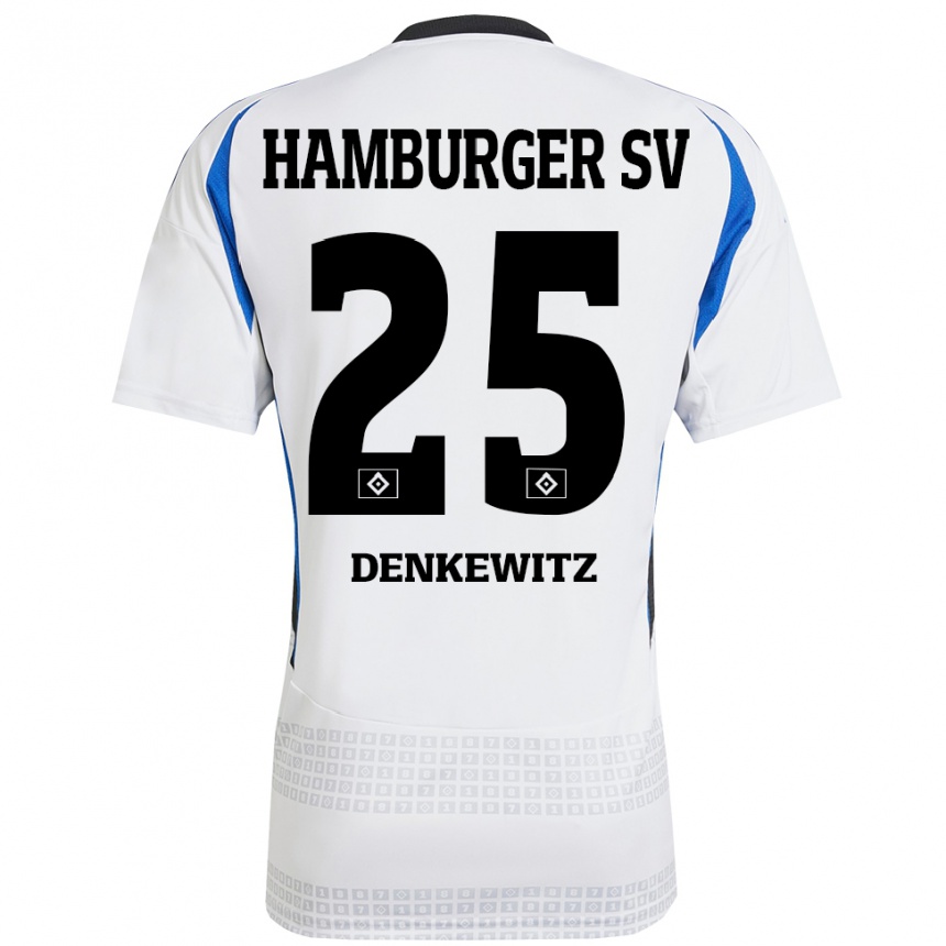 Kids Football Nick Denkewitz #25 White Blue Home Jersey 2024/25 T-Shirt Canada