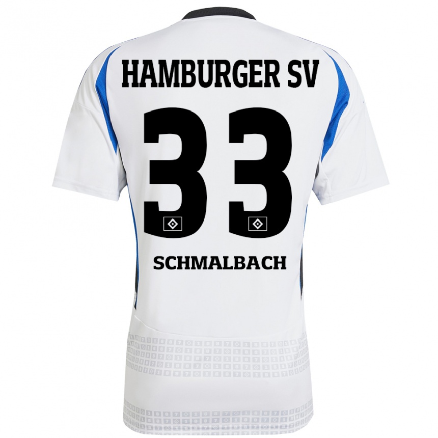 Kids Football Sebastian Schmalbach #33 White Blue Home Jersey 2024/25 T-Shirt Canada