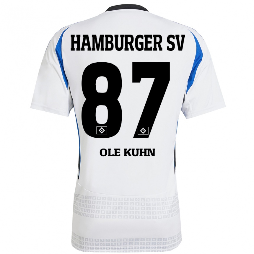 Kids Football Niklas Ole Kühn #87 White Blue Home Jersey 2024/25 T-Shirt Canada