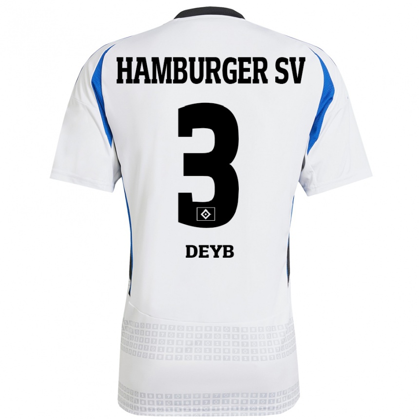 Kids Football Marlene Deyß #3 White Blue Home Jersey 2024/25 T-Shirt Canada