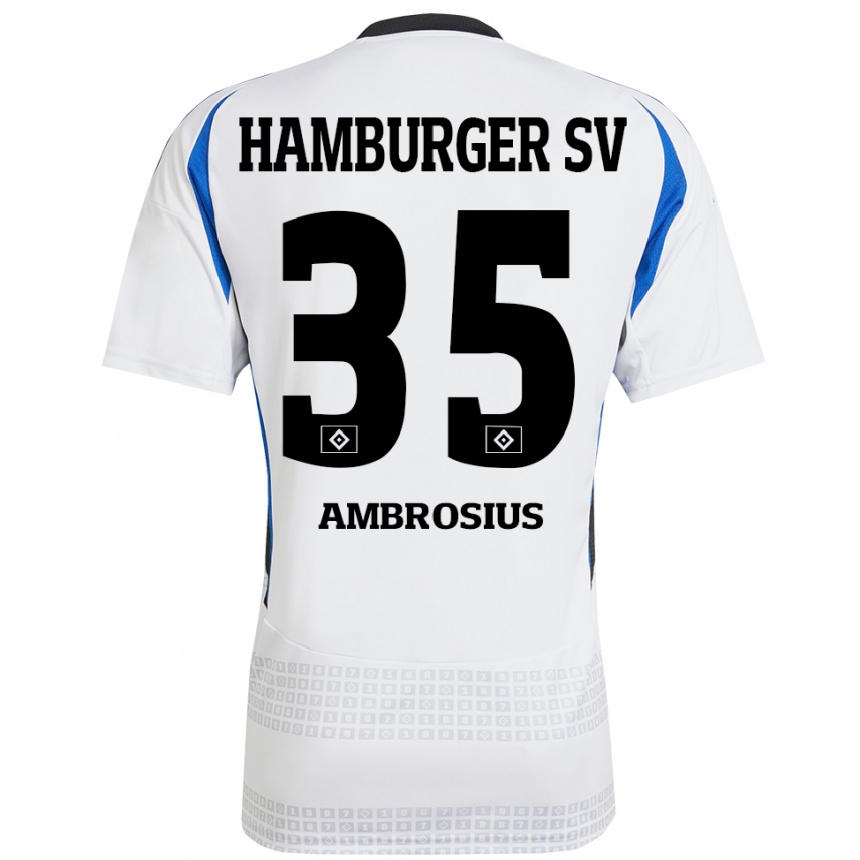 Kids Football Stephan Ambrosius #35 White Blue Home Jersey 2024/25 T-Shirt Canada