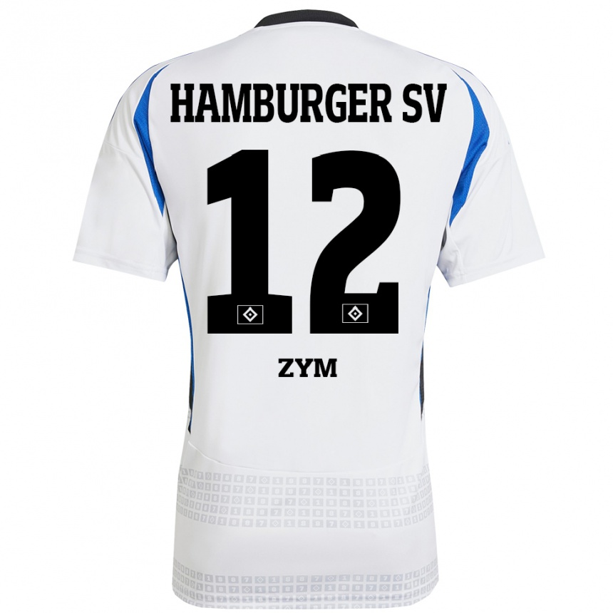 Kids Football Marcel Zym #12 White Blue Home Jersey 2024/25 T-Shirt Canada