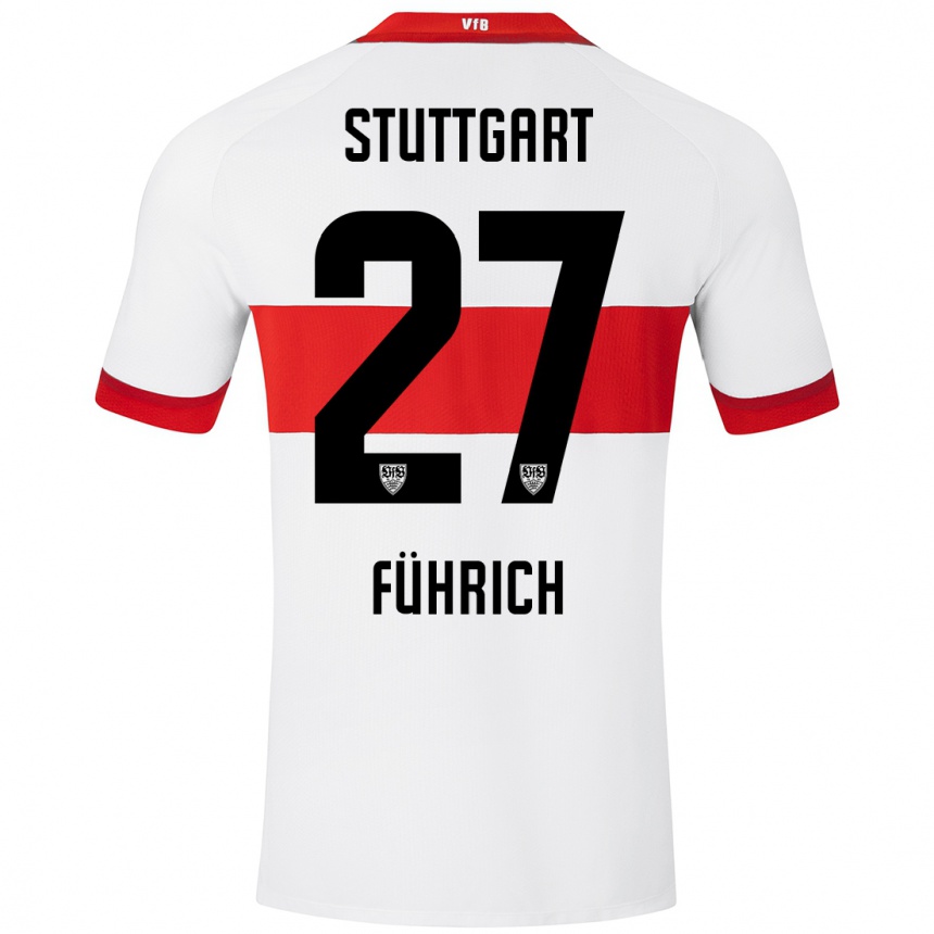 Kids Football Chris Führich #27 White Red Home Jersey 2024/25 T-Shirt Canada