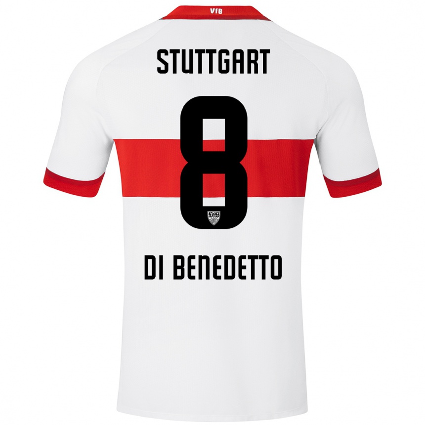 Kids Football Samuele Di Benedetto #8 White Red Home Jersey 2024/25 T-Shirt Canada