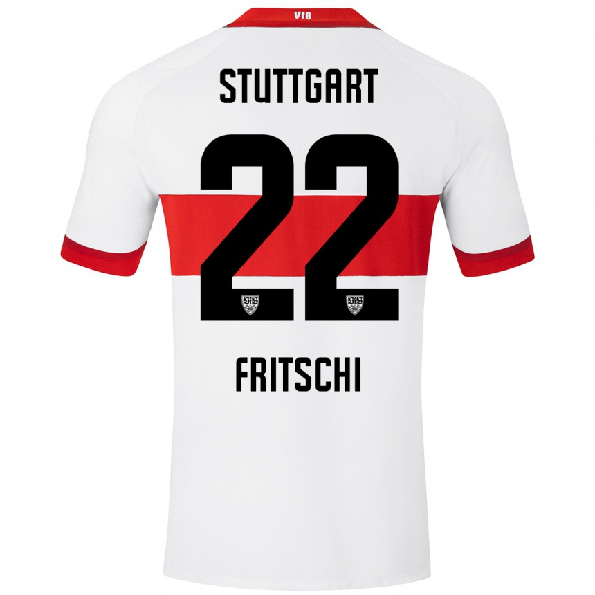 Kids Football Paulo Fritschi #22 White Red Home Jersey 2024/25 T-Shirt Canada