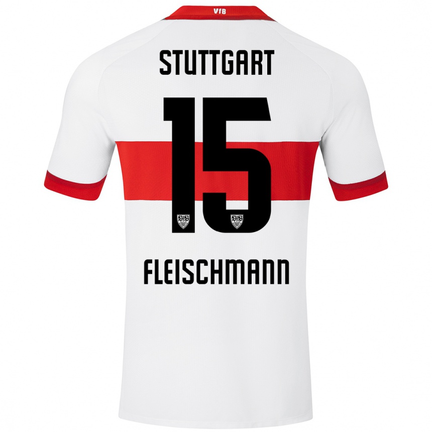 Kids Football Svea Fleischmann #15 White Red Home Jersey 2024/25 T-Shirt Canada