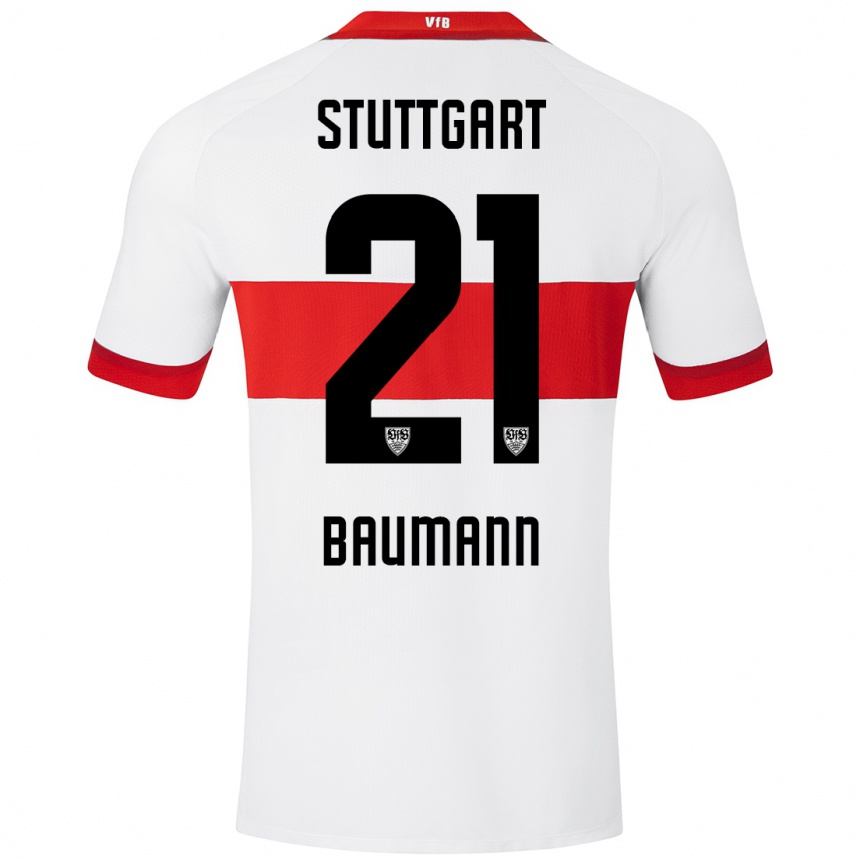 Enfant Football Maillot Katharina Baumann #21 Blanc Rouge Tenues Domicile 2024/25 Canada