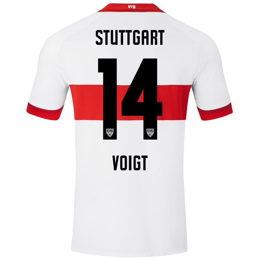 Kids Football Max Voigt #14 White Red Home Jersey 2024/25 T-Shirt Canada