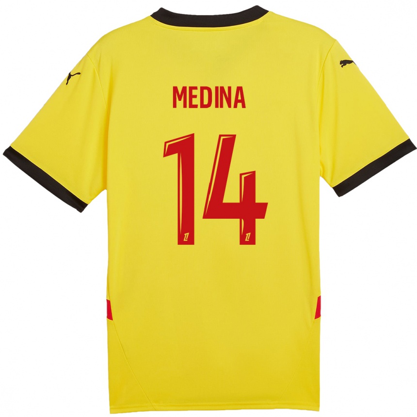 Enfant Football Maillot Facundo Medina #14 Jaune Rouge Tenues Domicile 2024/25 Canada