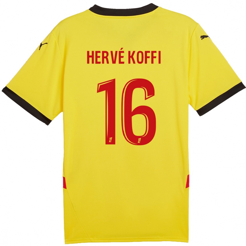 Kids Football Hervé Koffi #16 Yellow Red Home Jersey 2024/25 T-Shirt Canada