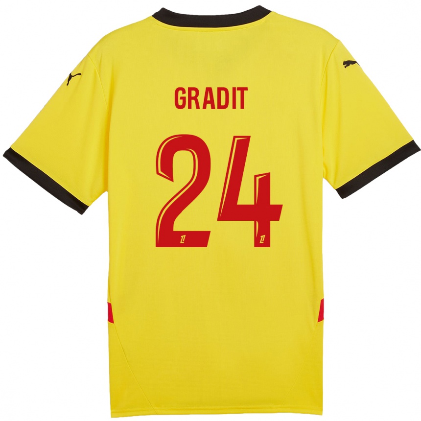 Enfant Football Maillot Jonathan Gradit #24 Jaune Rouge Tenues Domicile 2024/25 Canada