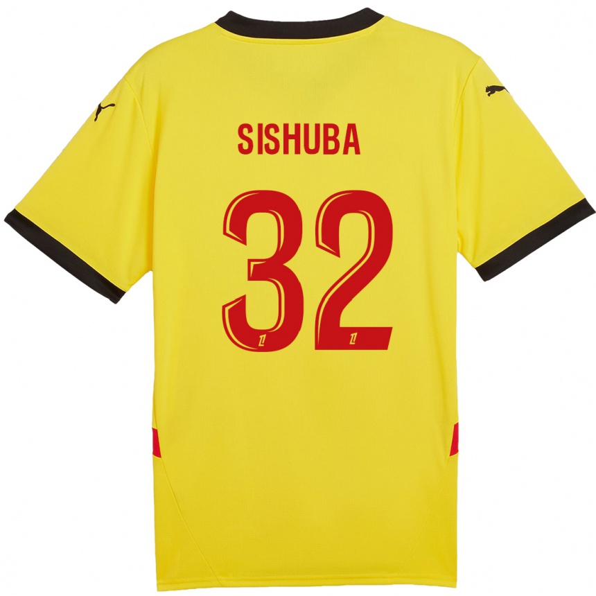 Enfant Football Maillot Ayanda Sishuba #32 Jaune Rouge Tenues Domicile 2024/25 Canada