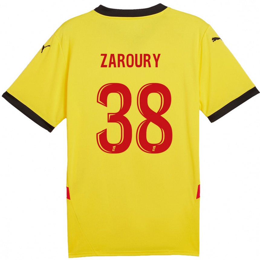 Kids Football Anass Zaroury #38 Yellow Red Home Jersey 2024/25 T-Shirt Canada