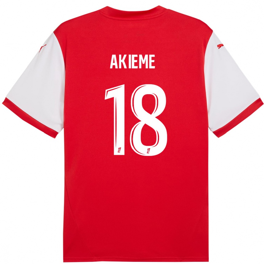 Kids Football Sergio Akieme #18 Red White Home Jersey 2024/25 T-Shirt Canada