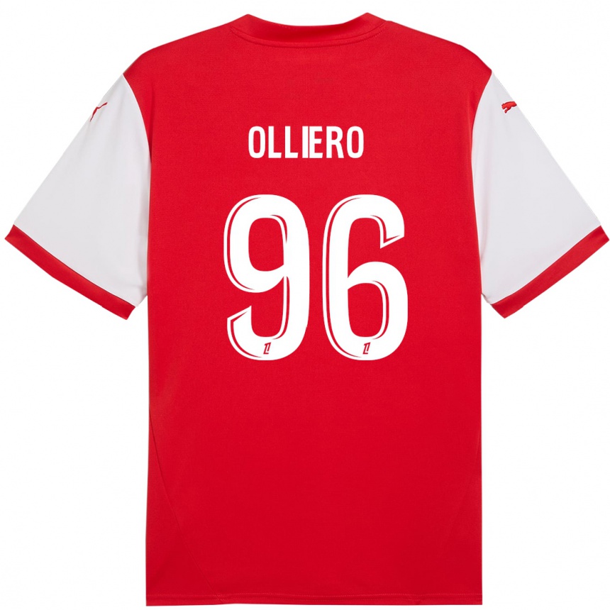 Enfant Football Maillot Alexandre Olliero #96 Rouge Blanc Tenues Domicile 2024/25 Canada