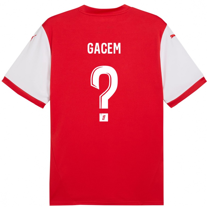 Kids Football Yacine Gacem #0 Red White Home Jersey 2024/25 T-Shirt Canada