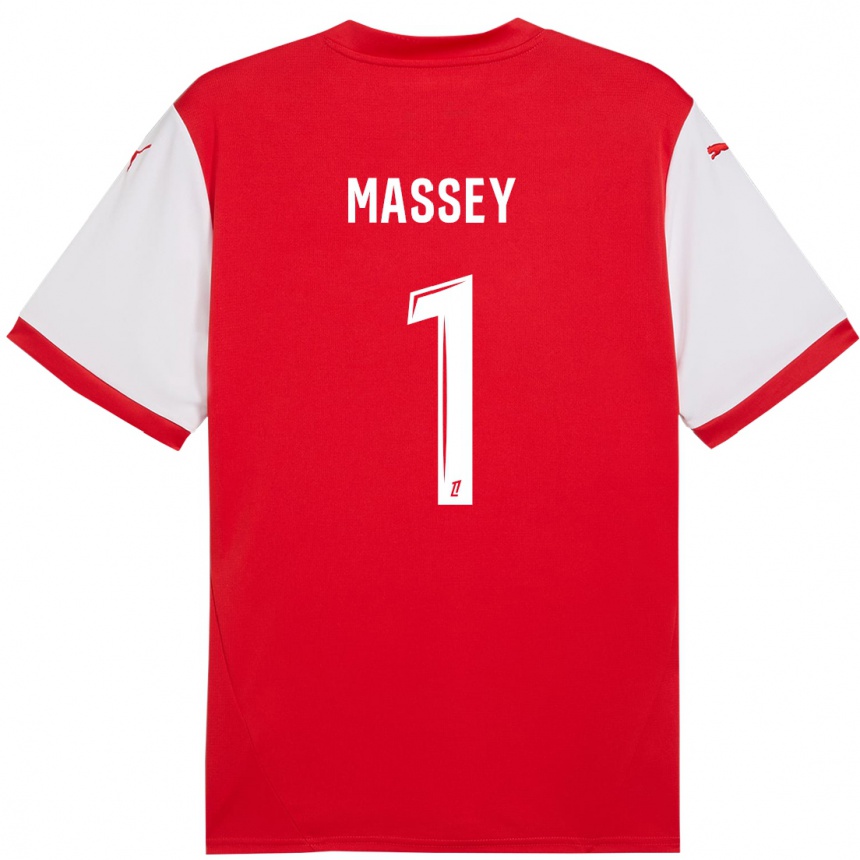 Enfant Football Maillot Kayza Massey #1 Rouge Blanc Tenues Domicile 2024/25 Canada