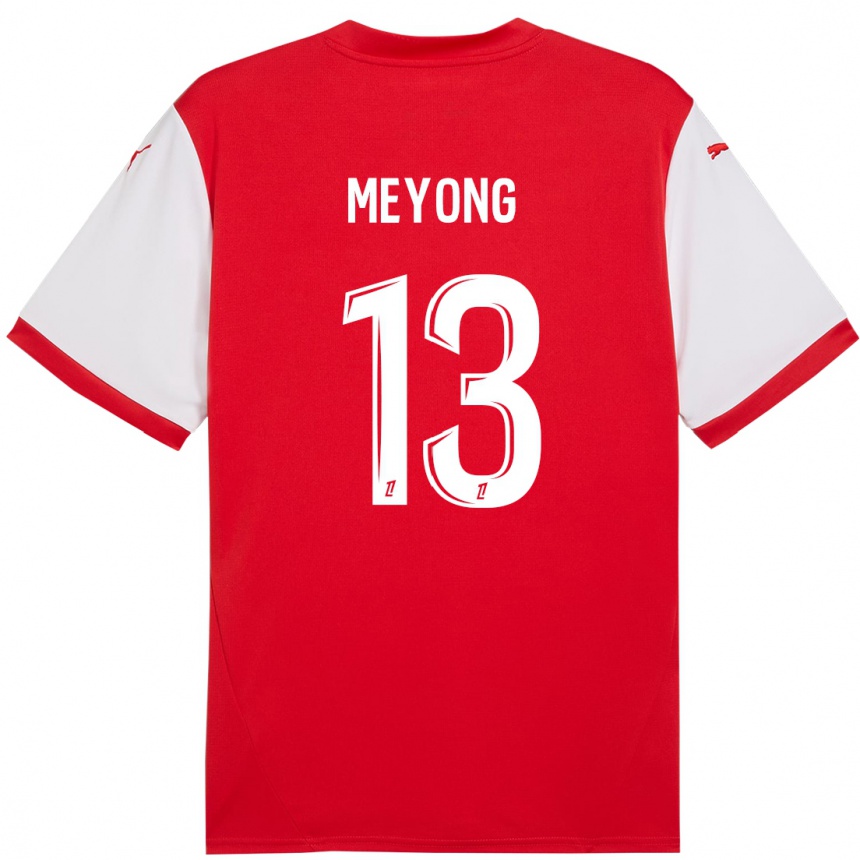 Kids Football Charlène Meyong #13 Red White Home Jersey 2024/25 T-Shirt Canada