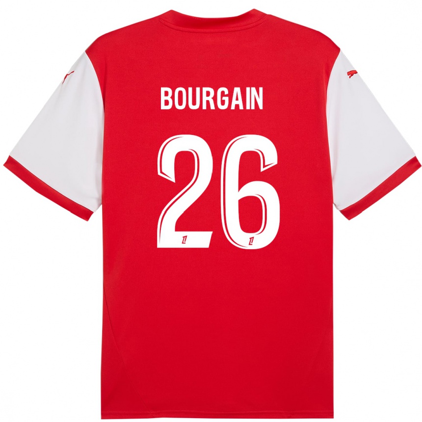 Kids Football Lea Bourgain #26 Red White Home Jersey 2024/25 T-Shirt Canada