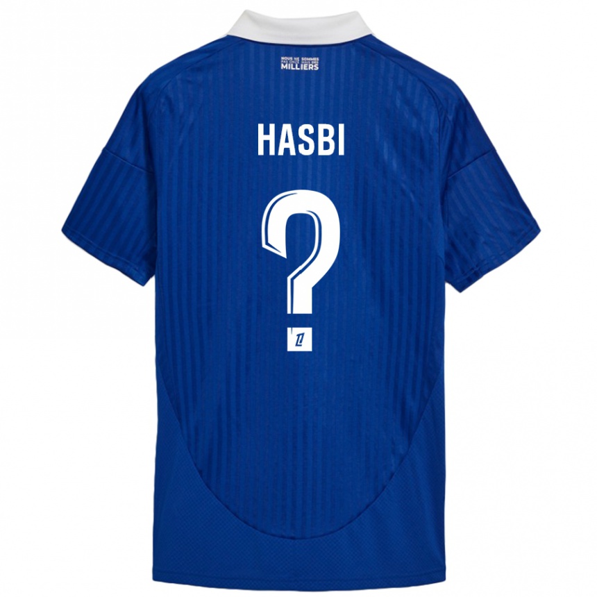 Enfant Football Maillot Walid Hasbi #0 Bleu Blanc Tenues Domicile 2024/25 Canada