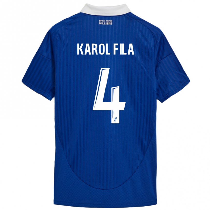 Enfant Football Maillot Karol Fila #4 Bleu Blanc Tenues Domicile 2024/25 Canada