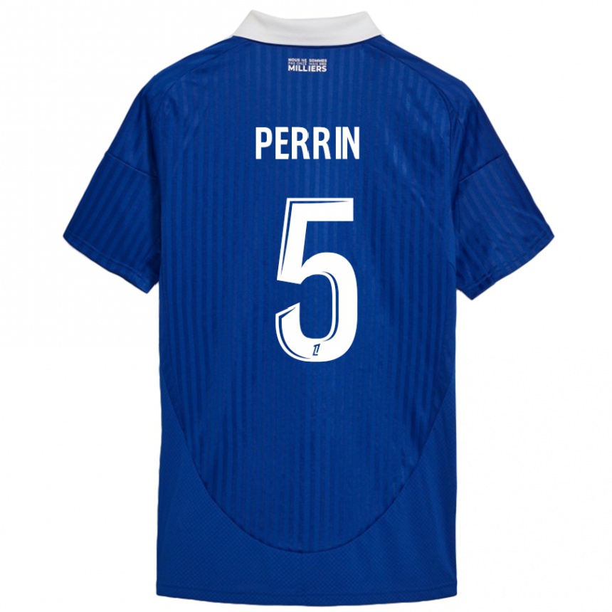 Enfant Football Maillot Lucas Perrin #5 Bleu Blanc Tenues Domicile 2024/25 Canada