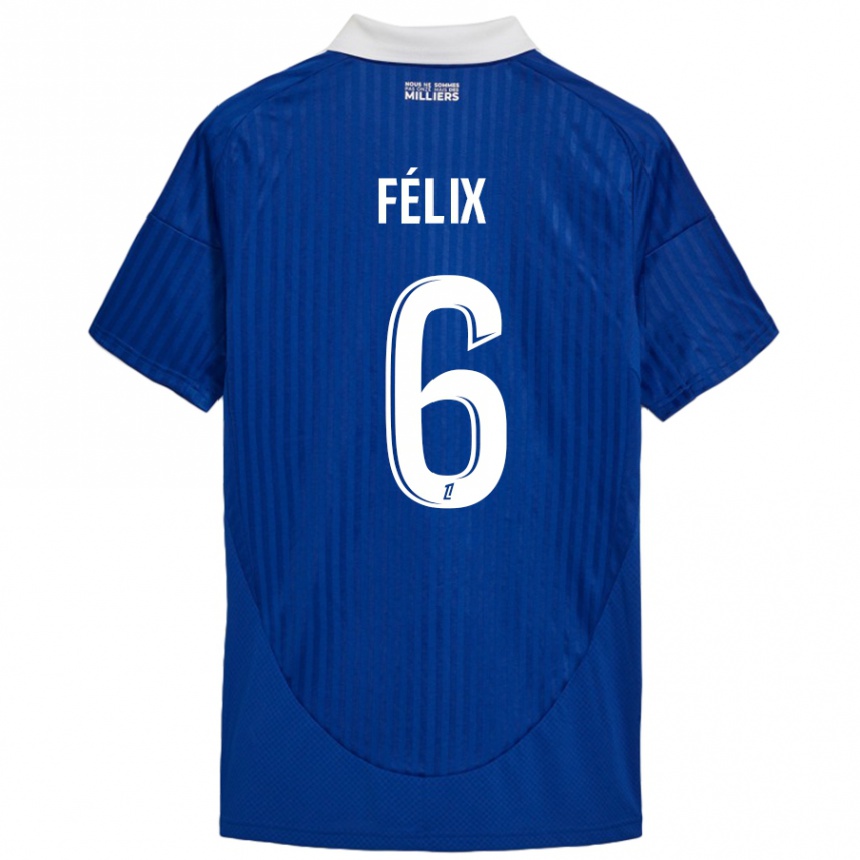 Kids Football Félix Lemaréchal #6 Blue White Home Jersey 2024/25 T-Shirt Canada