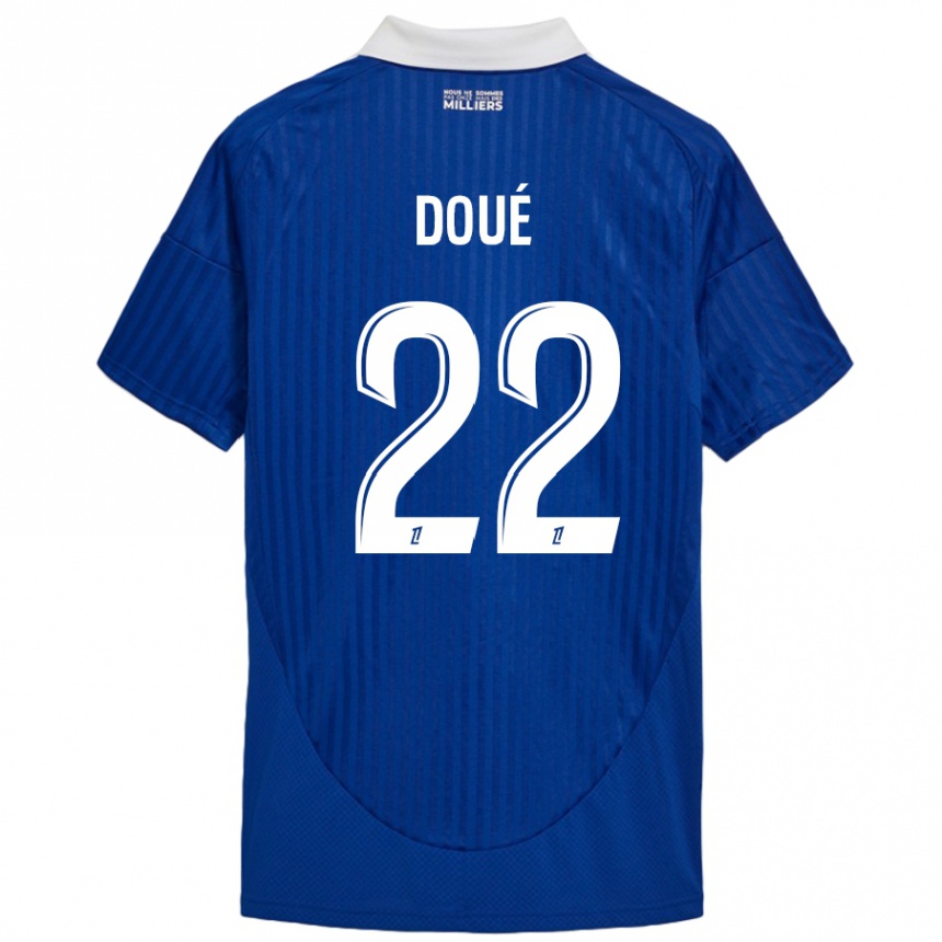 Kids Football Guéla Doué #22 Blue White Home Jersey 2024/25 T-Shirt Canada