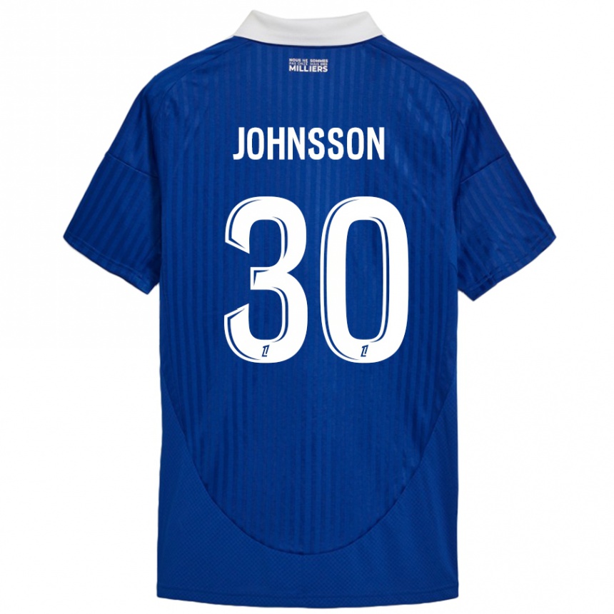 Enfant Football Maillot Karl-Johan Johnsson #30 Bleu Blanc Tenues Domicile 2024/25 Canada