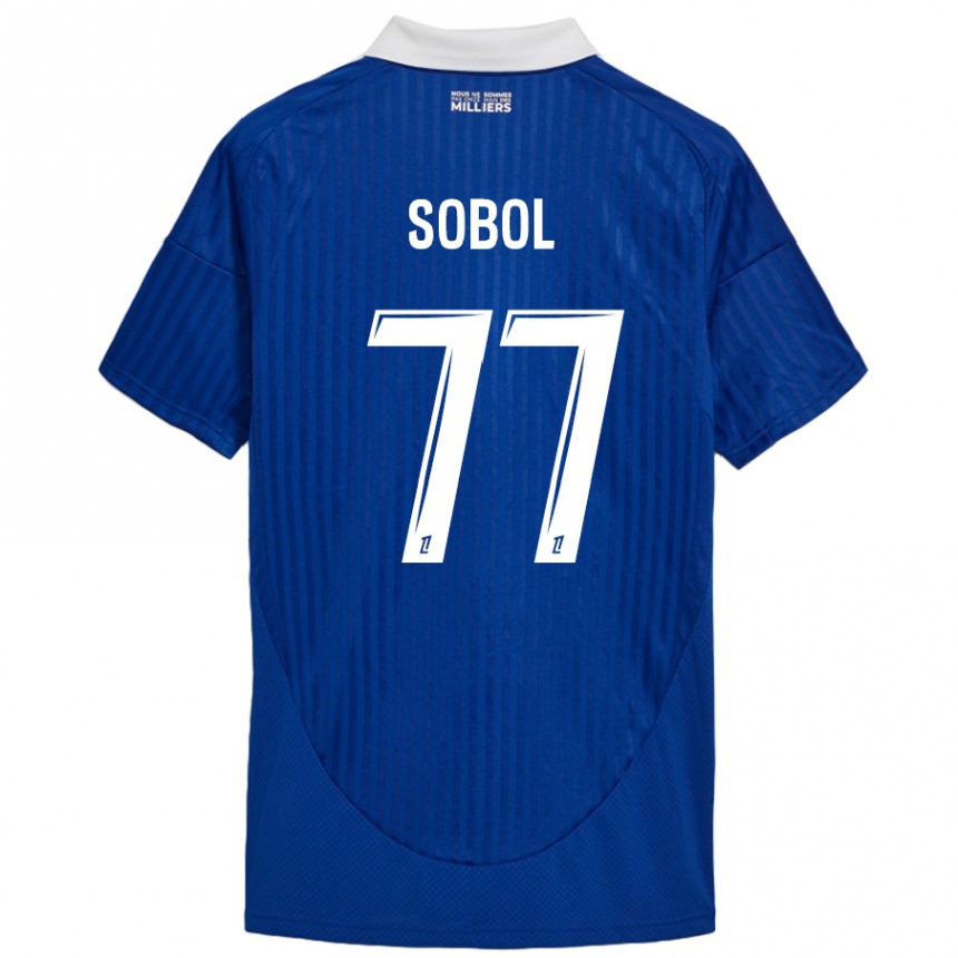 Enfant Football Maillot Eduard Sobol #77 Bleu Blanc Tenues Domicile 2024/25 Canada