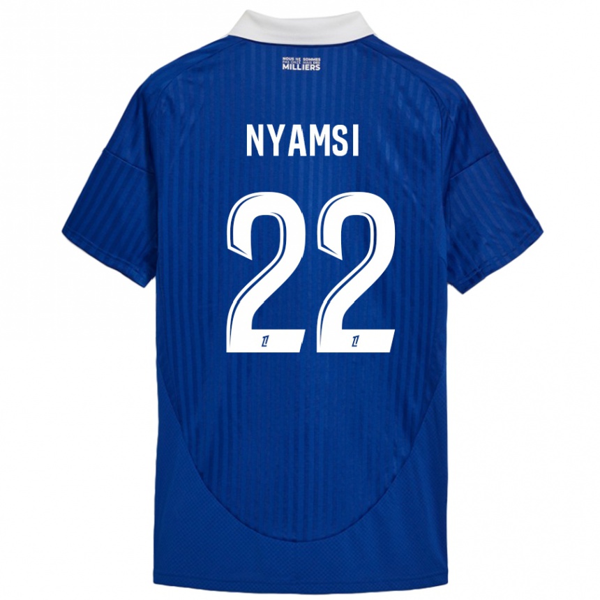 Kids Football Gerzino Nyamsi #22 Blue White Home Jersey 2024/25 T-Shirt Canada