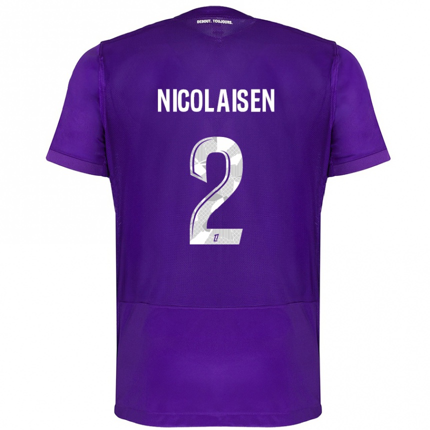 Enfant Football Maillot Rasmus Nicolaisen #2 Violet Blanc Tenues Domicile 2024/25 Canada