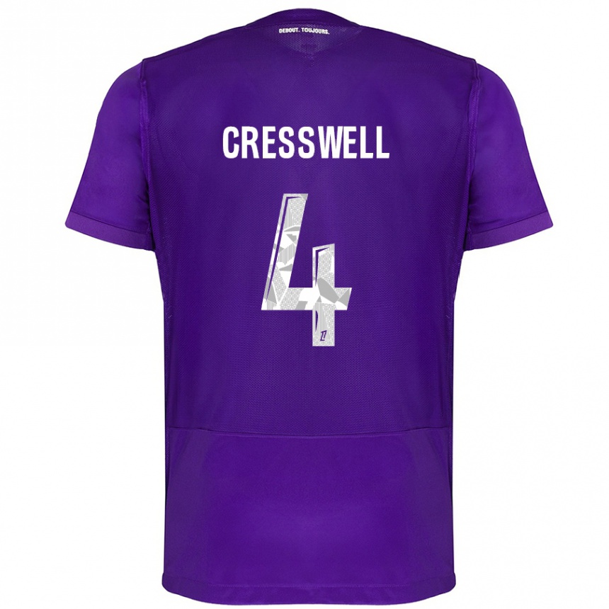 Kids Football Charlie Cresswell #4 Purple White Home Jersey 2024/25 T-Shirt Canada