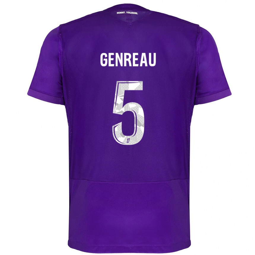 Kids Football Denis Genreau #5 Purple White Home Jersey 2024/25 T-Shirt Canada