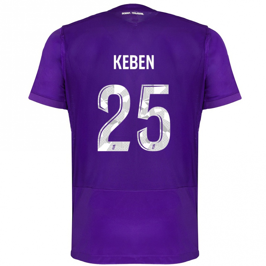 Kids Football Kévin Keben #25 Purple White Home Jersey 2024/25 T-Shirt Canada