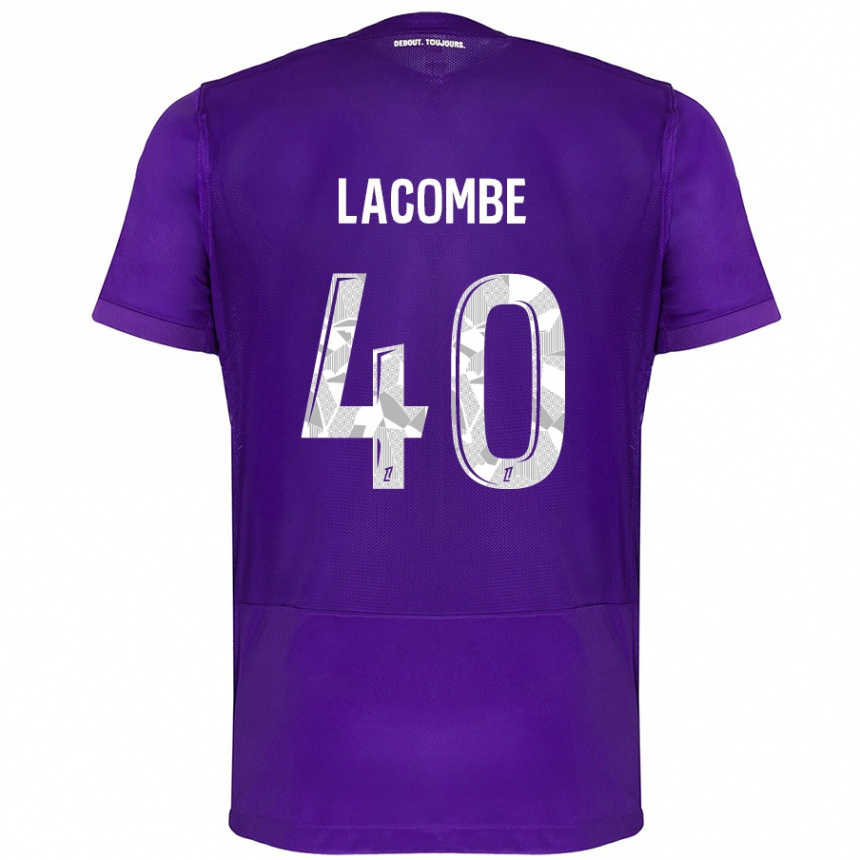 Kids Football Justin Lacombe #40 Purple White Home Jersey 2024/25 T-Shirt Canada