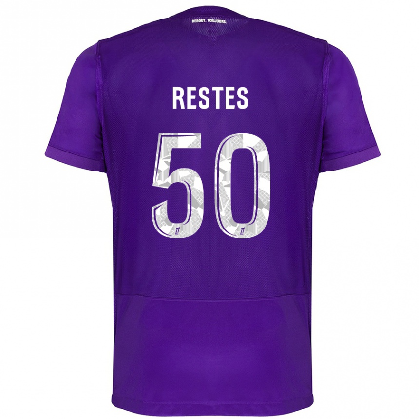 Kids Football Guillaume Restes #50 Purple White Home Jersey 2024/25 T-Shirt Canada