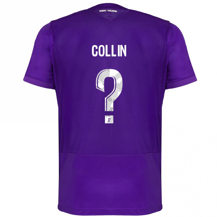 Kids Football Théo Collin #0 Purple White Home Jersey 2024/25 T-Shirt Canada