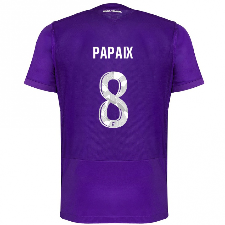 Kids Football Pauline Papaix #8 Purple White Home Jersey 2024/25 T-Shirt Canada