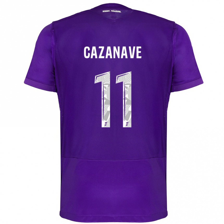 Kids Football Julie Cazanave #11 Purple White Home Jersey 2024/25 T-Shirt Canada