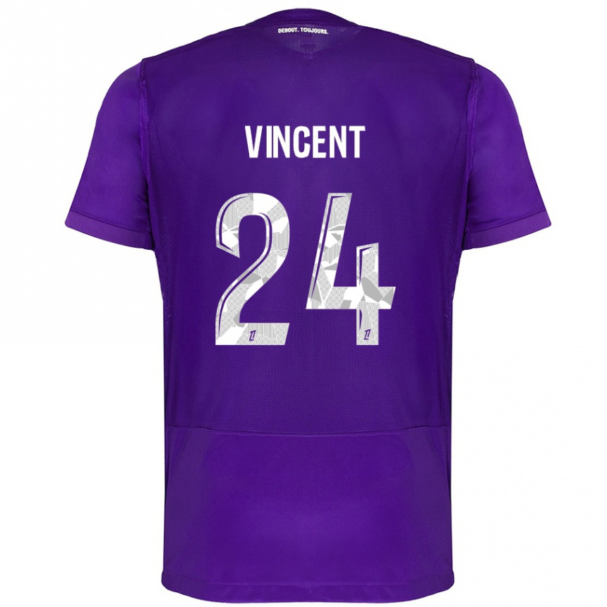 Kids Football Magalie Vincent #24 Purple White Home Jersey 2024/25 T-Shirt Canada