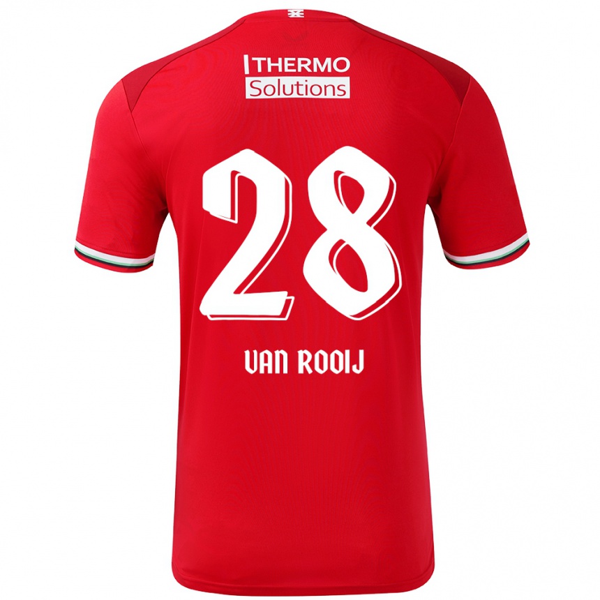 Kids Football Bart Van Rooij #28 Red White Home Jersey 2024/25 T-Shirt Canada