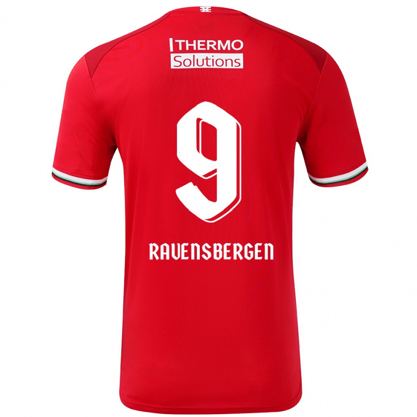 Kids Football Jaimy Ravensbergen #9 Red White Home Jersey 2024/25 T-Shirt Canada