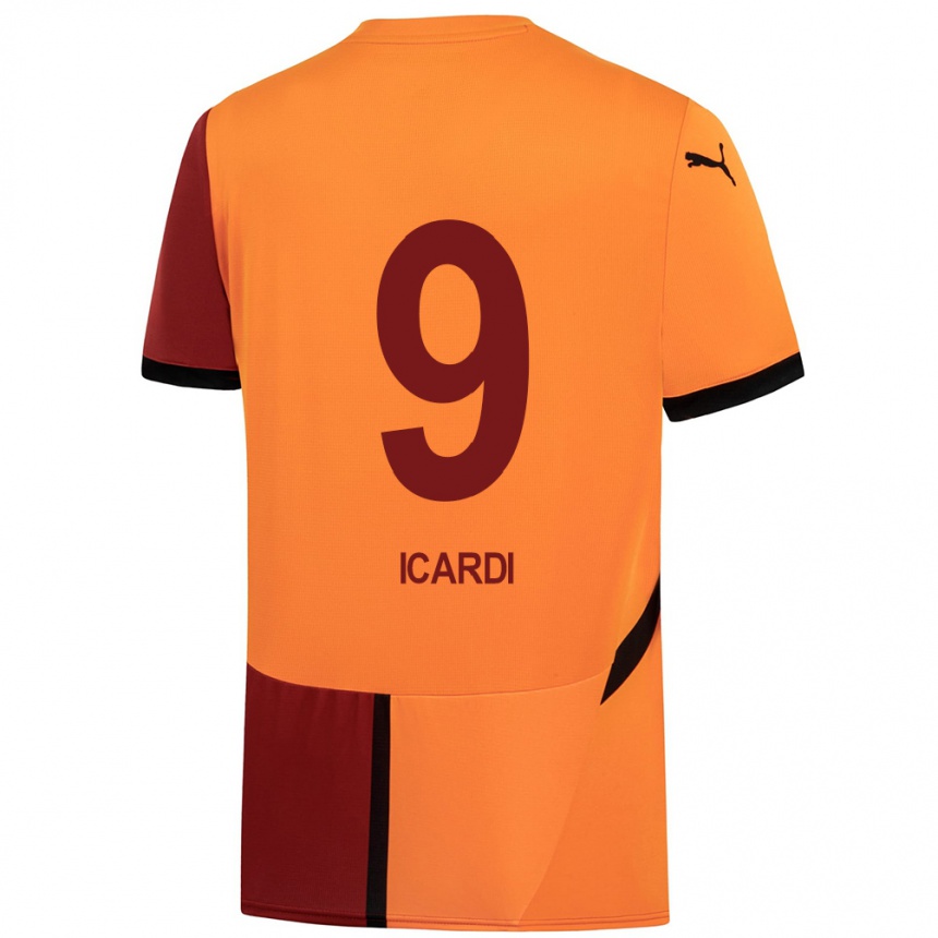 Enfant Football Maillot Mauro Icardi #9 Jaune Rouge Tenues Domicile 2024/25 Canada