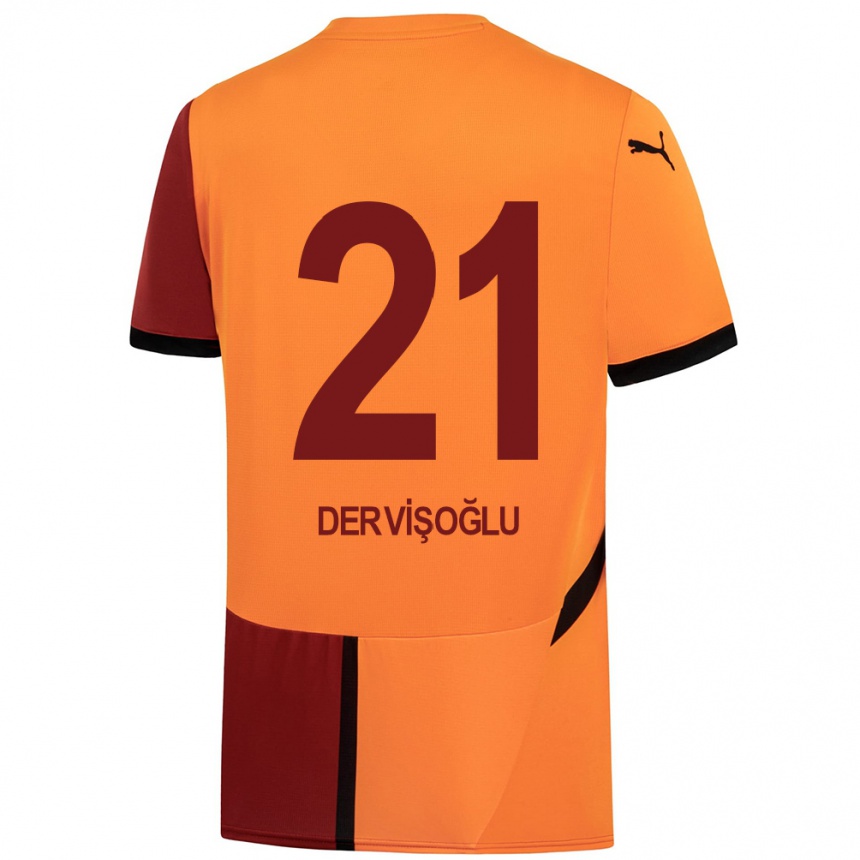 Enfant Football Maillot Halil Dervişoğlu #21 Jaune Rouge Tenues Domicile 2024/25 Canada